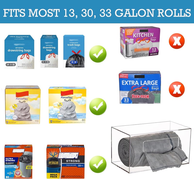 TPGP Aphbrada Acrylic Trash Bag Dispenser Roll Holder - Wall Mount for Kitchen Cabinet - Image 4