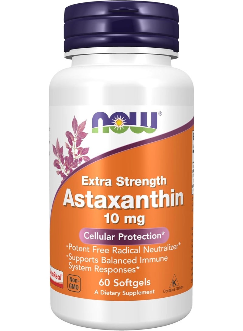 now Astaxanthin Extra Strength 10mg – 30 Softgels | High-Potency Antioxidant Support | Non-GMO Microalgae-Derived - Image 1