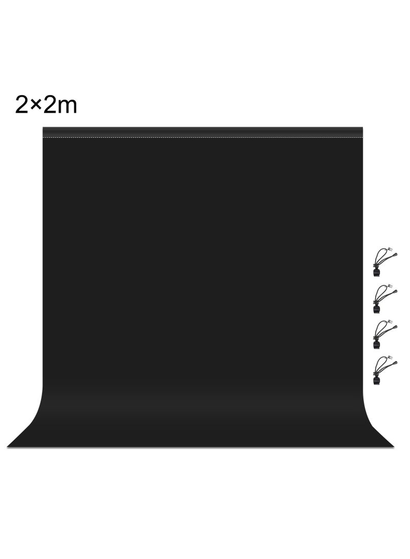PULUZ 78.7Inch*78.7Inch Black Polyester  Backdrop Background for Photography Photo Booth Backdrop for Photoshoot Background Screen Video Recording Parties Curtain - Image 1
