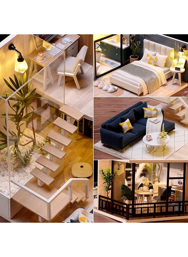 KASTWAVE Diy Miniature Dollhouse Kit With Furniture 1:24 Scale Creative Room Mini Wooden Doll House Accessories Plus Dust Proof & Music Movement For Kids Teens Adults(Satisfied Time) - Image 3
