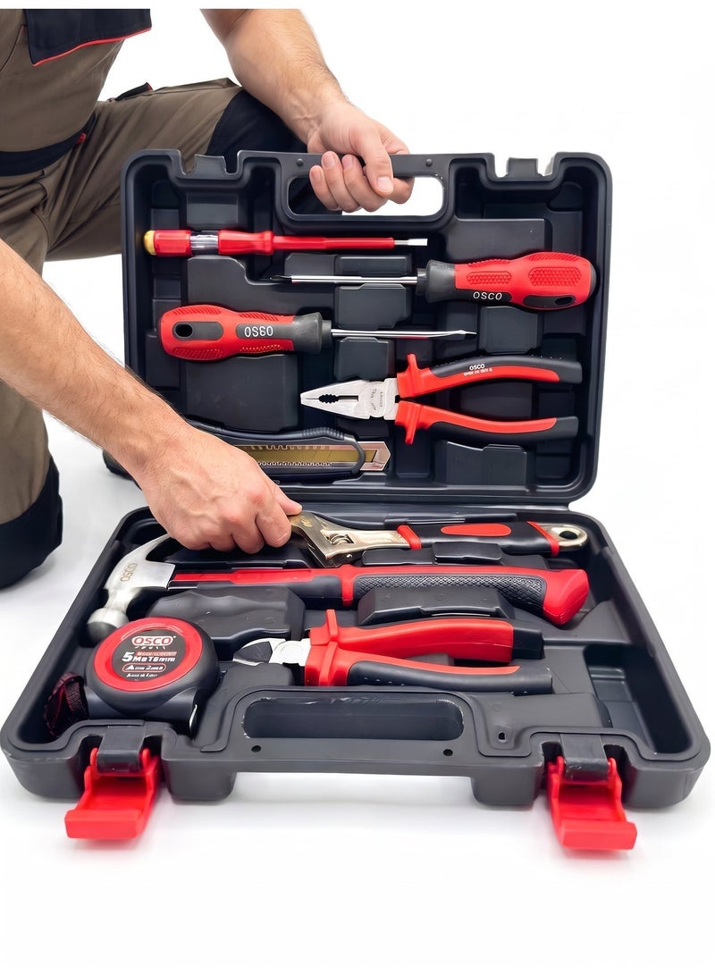 OSCO-TOOLS Osco 9-Piece Heavy-Duty Tool Kit – Professional Hand Tool Set with Durable Carry Case for Home Maintenance, Automotive, and Workshop Use - Image 1