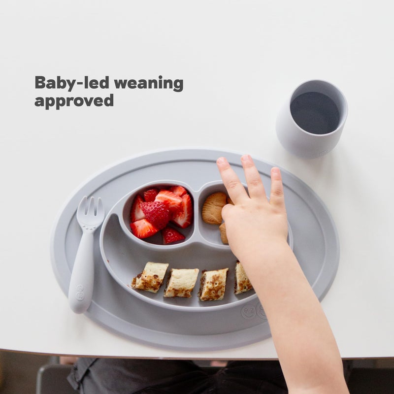 ezpz Mini Mat (Blush) - 6 -12 Months+ - 100% Silicone Suction Placemat + Divided Plate with Three Compartments - Supports Baby-Led Weaning - Designed for Highchair, Table, and Travel - Image 4