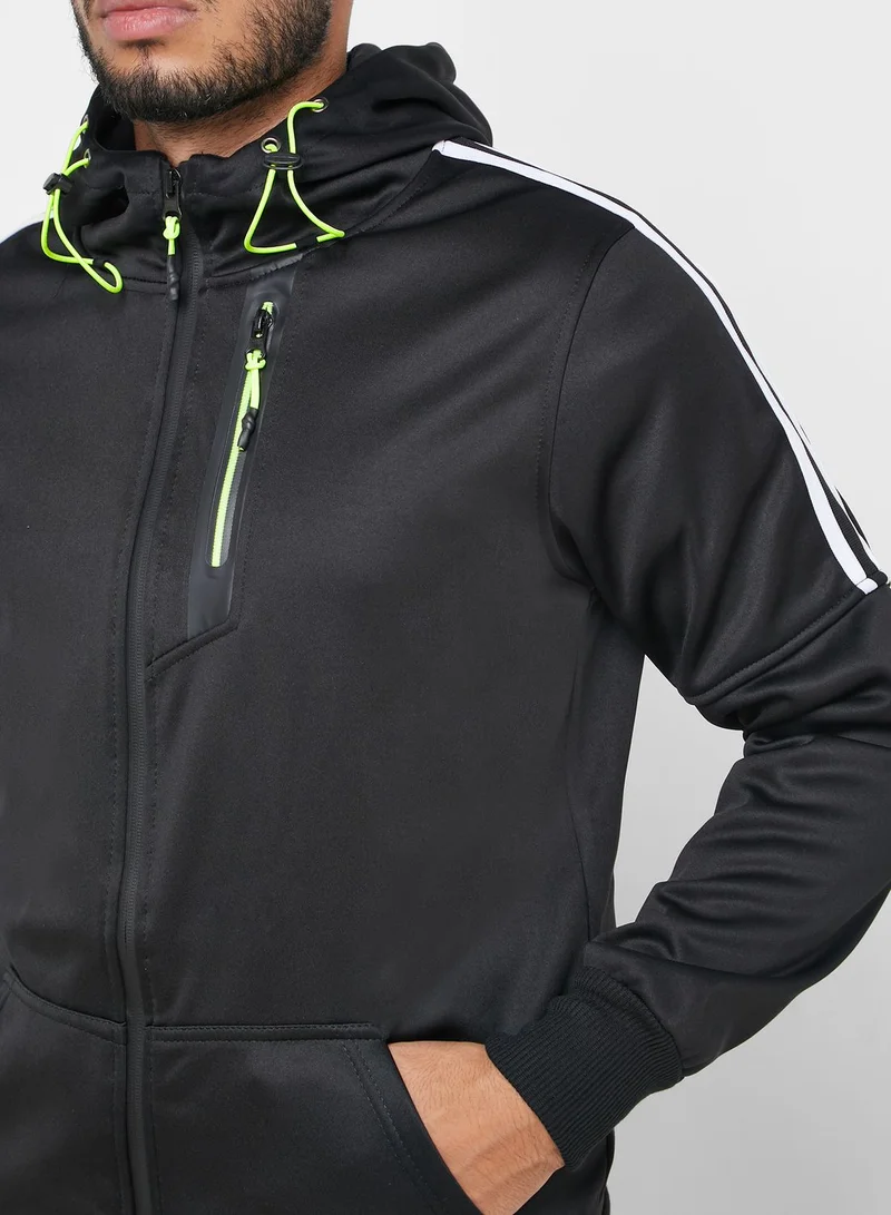 Seventy Five Pocket Front Detailed Zip Through Hoodie