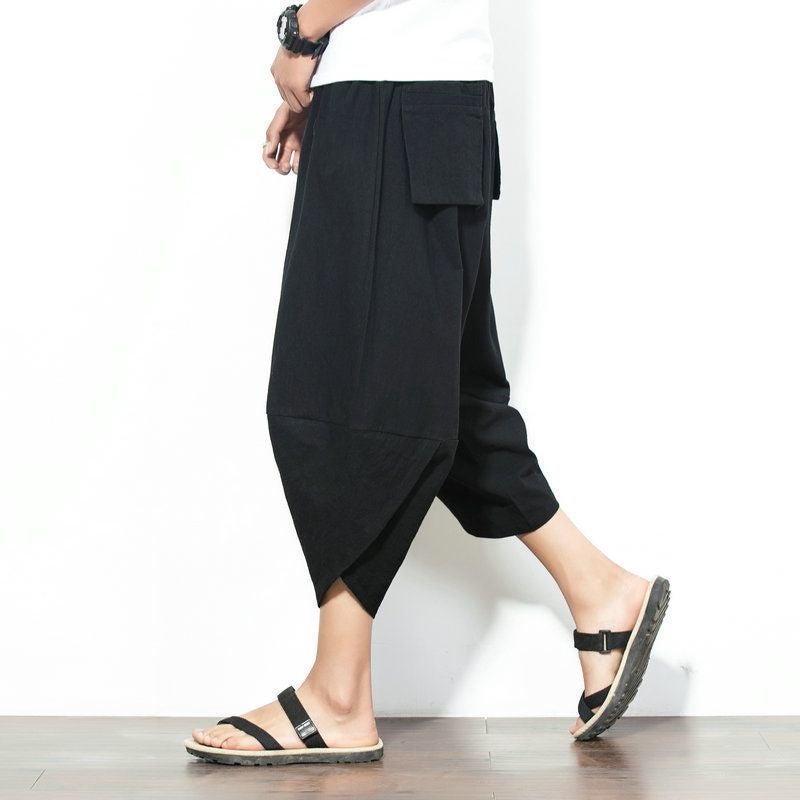 Mens Linen Beach Pants Casual Harem Lotus  - Image 4