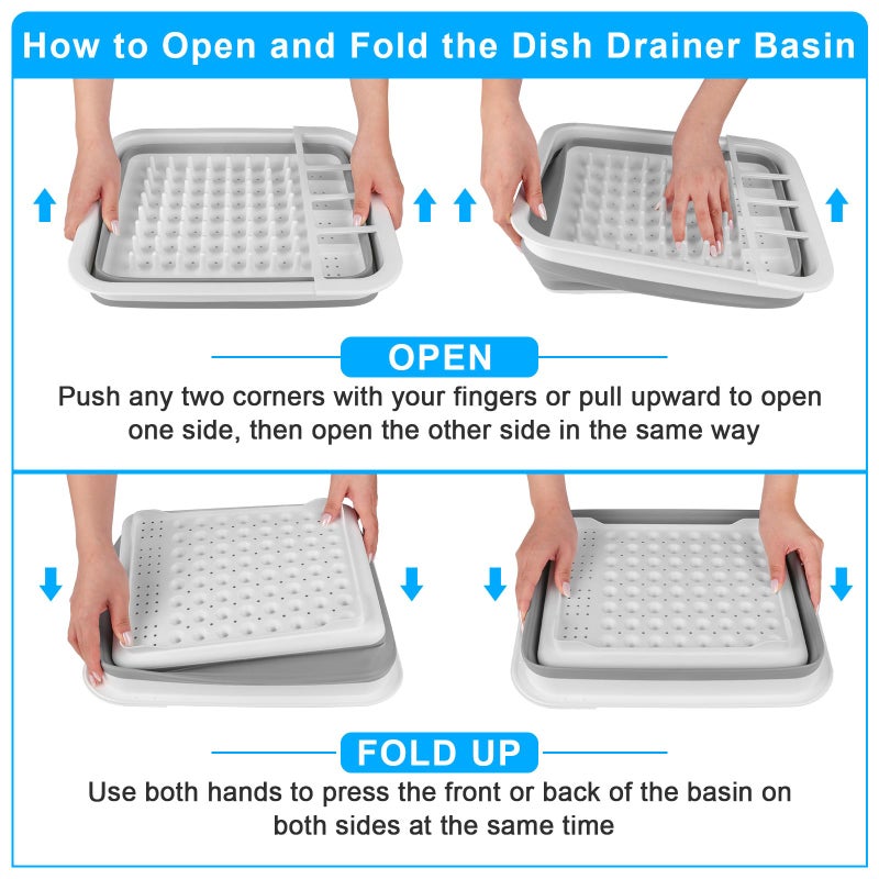 Seropy Collapsible Dish Drying Rack Portable Dish Drainers for Kitchen Counter with Drainboard, Kitchen Sink Organizer Basket RV Accessories Camper Storage and Organization Dish Rack Over Sink Drying Rack - Image 3