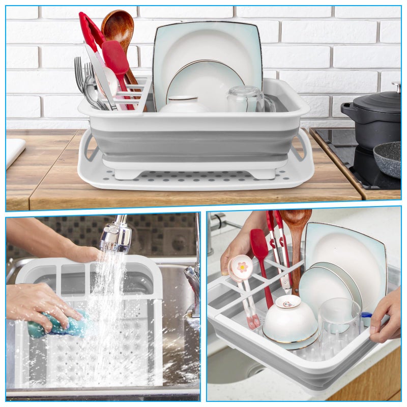 Seropy Collapsible Dish Drying Rack Portable Dish Drainers for Kitchen Counter with Drainboard, Kitchen Sink Organizer Basket RV Accessories Camper Storage and Organization Dish Rack Over Sink Drying Rack - Image 5