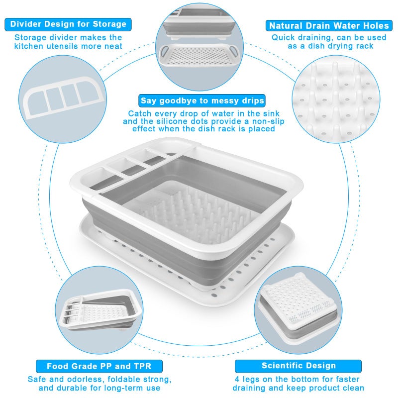 Seropy Collapsible Dish Drying Rack Portable Dish Drainers for Kitchen Counter with Drainboard, Kitchen Sink Organizer Basket RV Accessories Camper Storage and Organization Dish Rack Over Sink Drying Rack - Image 4