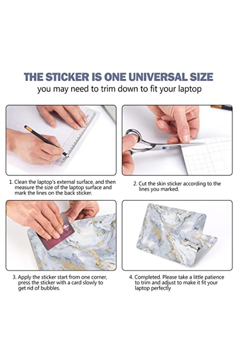 AIMSA Laptop Skin Sticker Decal, 12 13 13.3 14 15 15.4 15.6 inch Laptop Art Decal Protector Notebook Netbook PC 15.6" Universal Vinyl Cover, Grey Gold Marble - Image 4