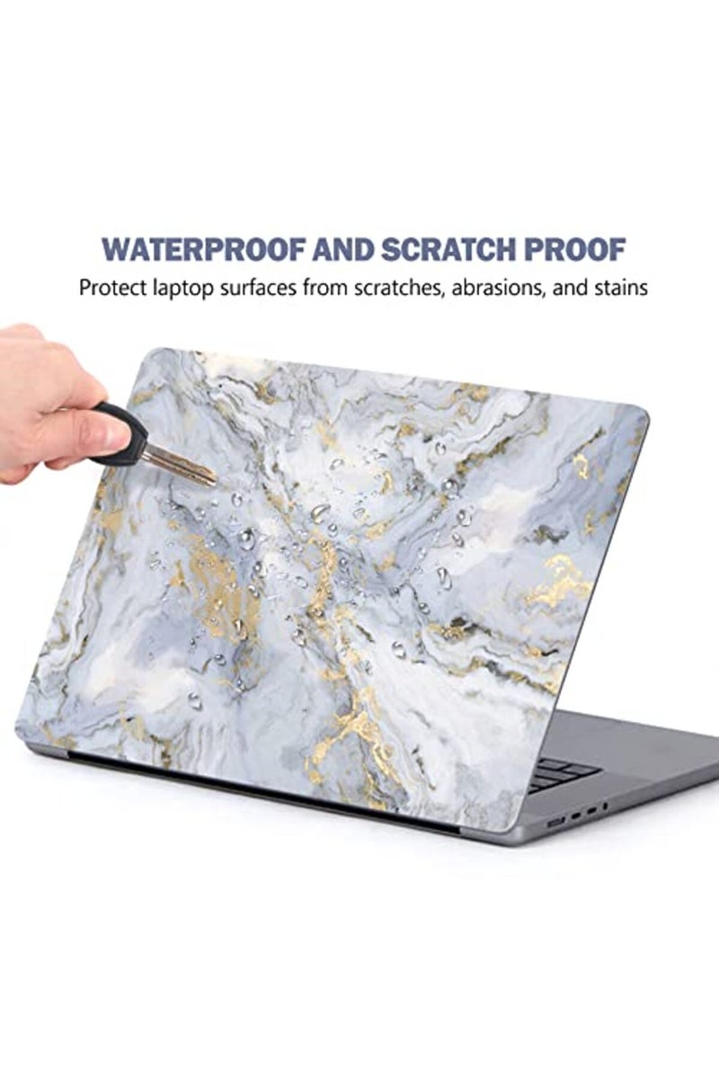 AIMSA Laptop Skin Sticker Decal, 12 13 13.3 14 15 15.4 15.6 inch Laptop Art Decal Protector Notebook Netbook PC 15.6" Universal Vinyl Cover, Grey Gold Marble - Image 2