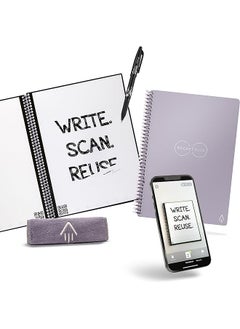 Rocketbook Smart Reusable Dot Grid Eco Friendly Notebook With 1 Pilot Frixion Pen And 1 Microfiber Cloth Included Lightspeed Lilac Executive Size 15.24 Cm X 22.4 Cm  - Image 1