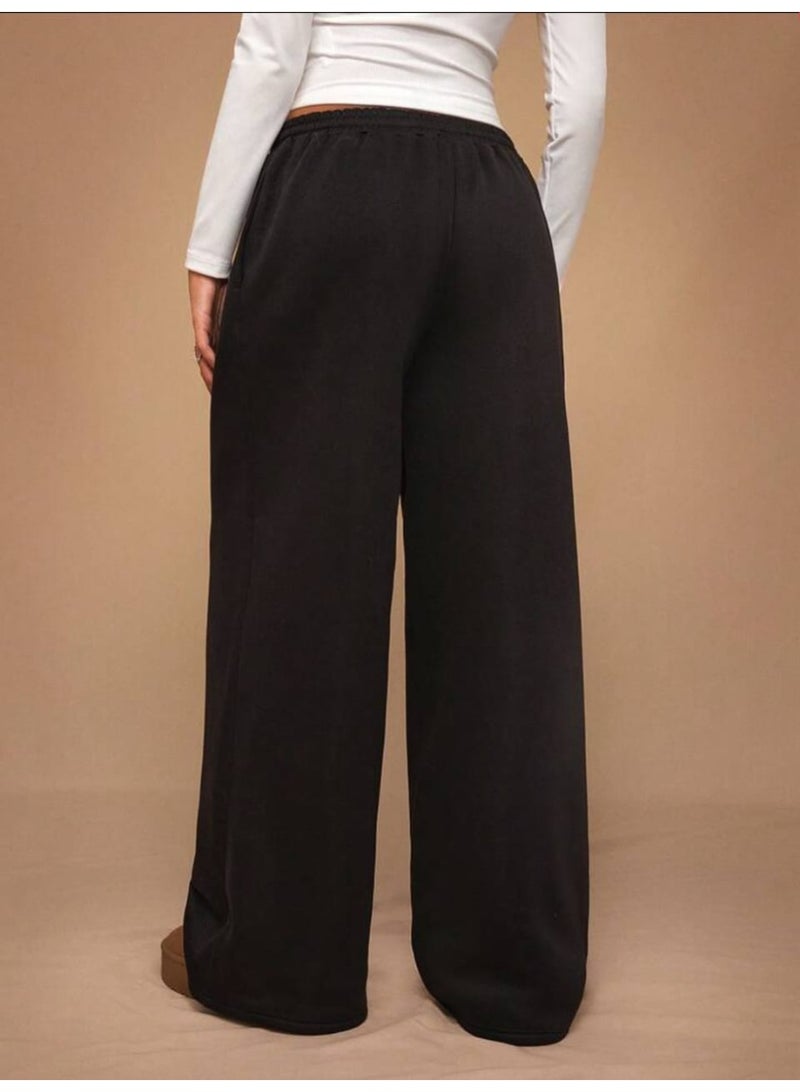 Women's Thermal Lined High Waist Wide Leg Sweatpants – Casual Winter Loungewear - Image 2
