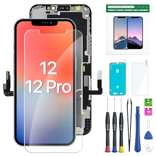 EXW لاستبدال شاشة iPhone 12/12PRO 6.1" شاشة LCD كاملة الدقة مع محول اللمس، شاشة لمس عالية الجودة مع أدوات الإصلاح، ختم مقاوم للماء متوافق مع A2172, A2402, A2404, A2403, A2341, A2406, A2408 - Image 1
