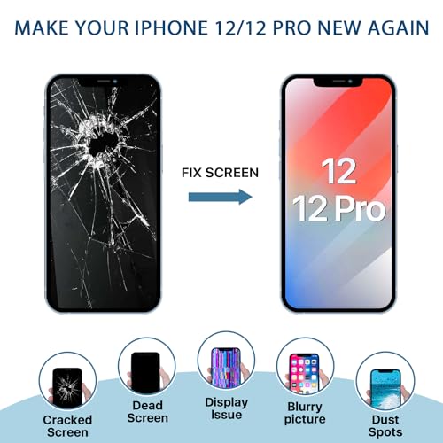 EXW لاستبدال شاشة iPhone 12/12PRO 6.1" شاشة LCD كاملة الدقة مع محول اللمس، شاشة لمس عالية الجودة مع أدوات الإصلاح، ختم مقاوم للماء متوافق مع A2172, A2402, A2404, A2403, A2341, A2406, A2408 - Image 5