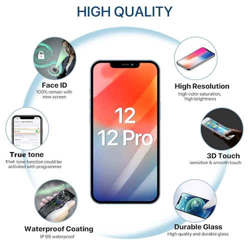 EXW لاستبدال شاشة iPhone 12/12PRO 6.1" شاشة LCD كاملة الدقة مع محول اللمس، شاشة لمس عالية الجودة مع أدوات الإصلاح، ختم مقاوم للماء متوافق مع A2172, A2402, A2404, A2403, A2341, A2406, A2408 - Image 4