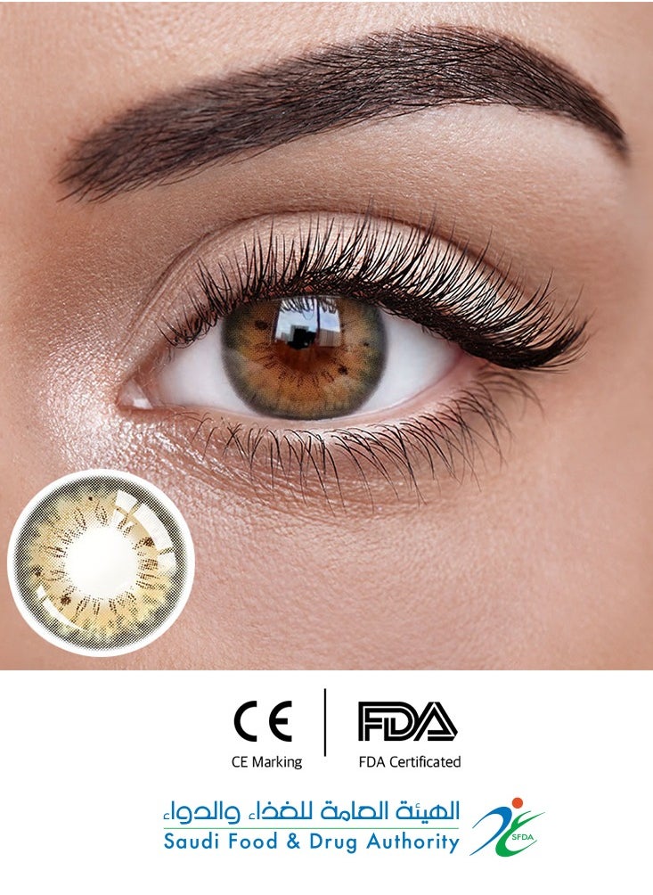 Unibling - Iffy Bronze Yearly Colored Contact Lenses, Unisex Cosmetic Contact Lenses, Enlargement Collection, Dark Brown, With Case - Image 1