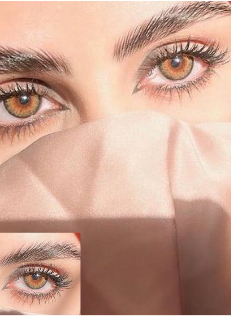 Unibling - Iffy Bronze Yearly Colored Contact Lenses, Unisex Cosmetic Contact Lenses, Enlargement Collection, Dark Brown, With Case - Image 1