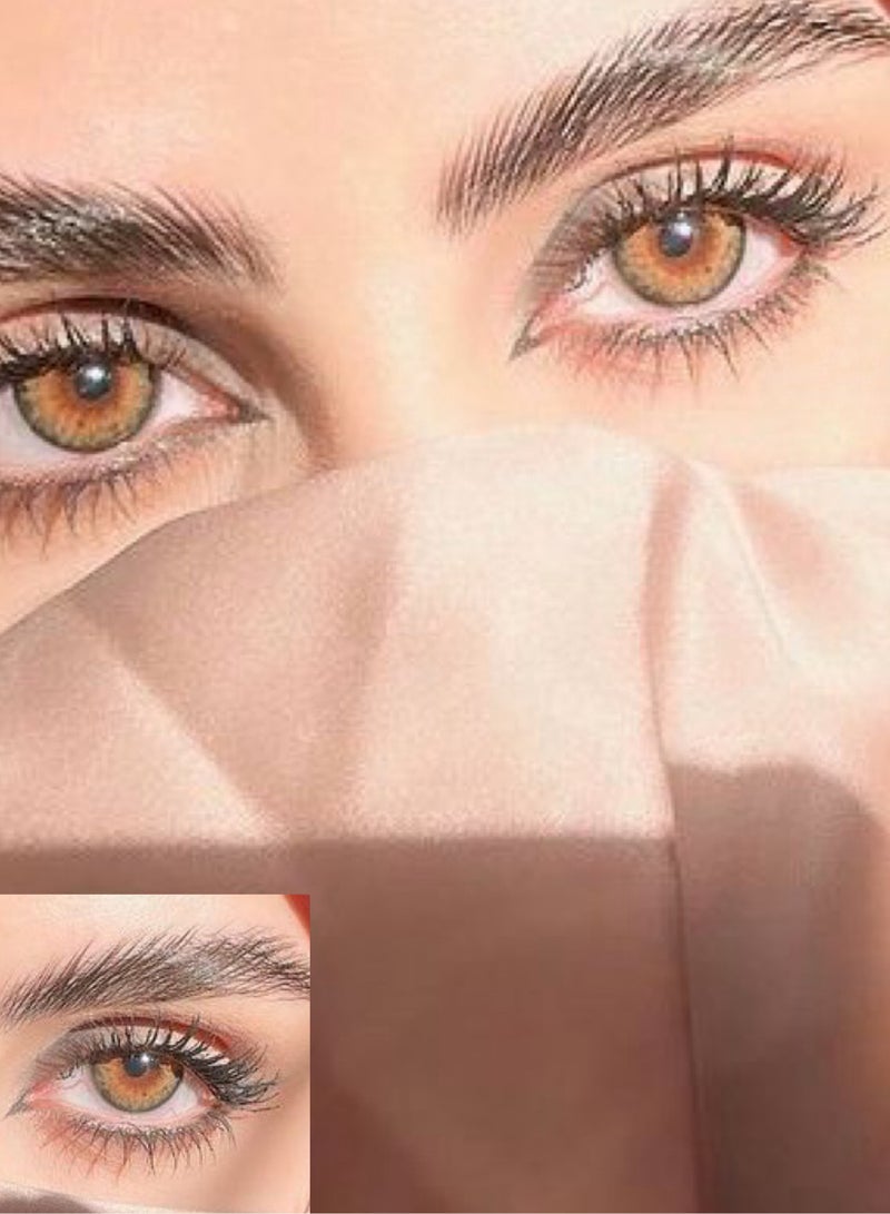 Unibling Iffy Bronze Yearly Colored Contact Lenses, Unisex Cosmetic Contact Lenses, Enlargement Collection, Dark Brown, With Case - Image 1