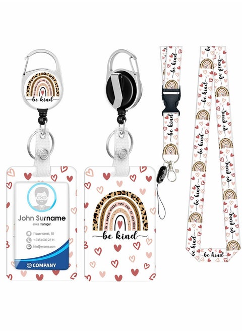 ID Badge Holder with Lanyard Fashionable Card Holders Retractable Lanyards Leopard Name Tag Vertical Protector Bage Clips for Nurse Nursing Doctor Medical Student