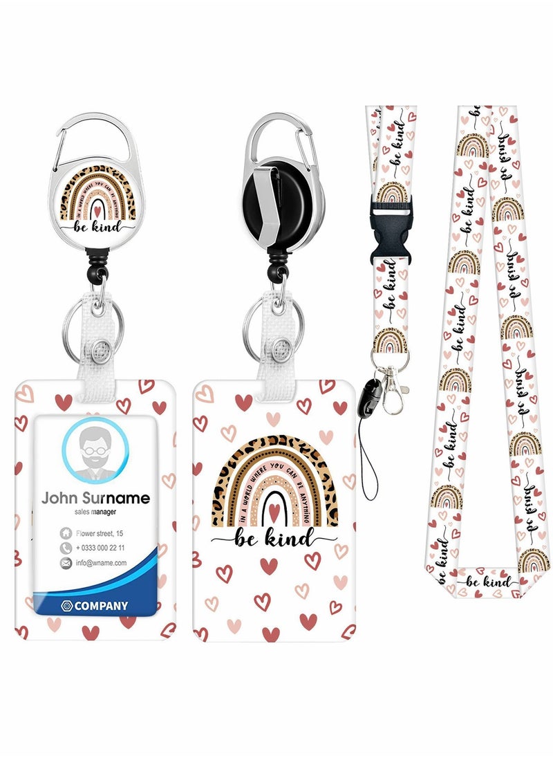 XiuWoo - ID Badge Holder with Lanyard Fashionable Card Holders Retractable Lanyards Leopard Name Tag Vertical Protector Bage Clips for Nurse Nursing Doctor Medical Student - Image 1