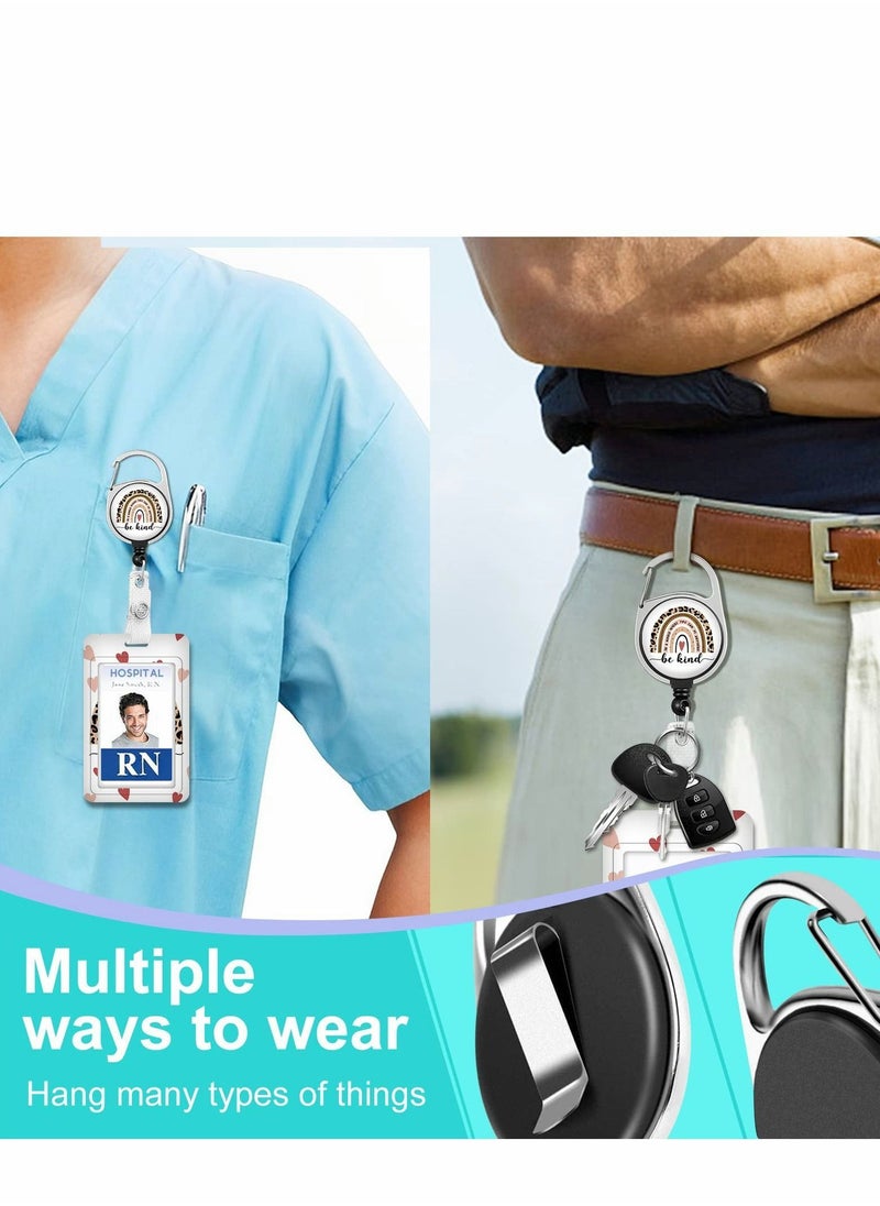 XiuWoo - ID Badge Holder with Lanyard Fashionable Card Holders Retractable Lanyards Leopard Name Tag Vertical Protector Bage Clips for Nurse Nursing Doctor Medical Student - Image 1
