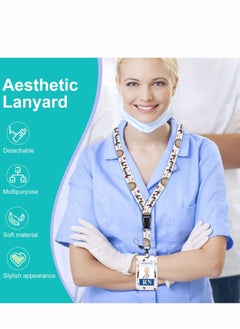 XiuWoo ID Badge Holder with Lanyard Fashionable Card Holders Retractable Lanyards Leopard Name Tag Vertical Protector Bage Clips for Nurse Nursing Doctor Medical Student  - Image 2