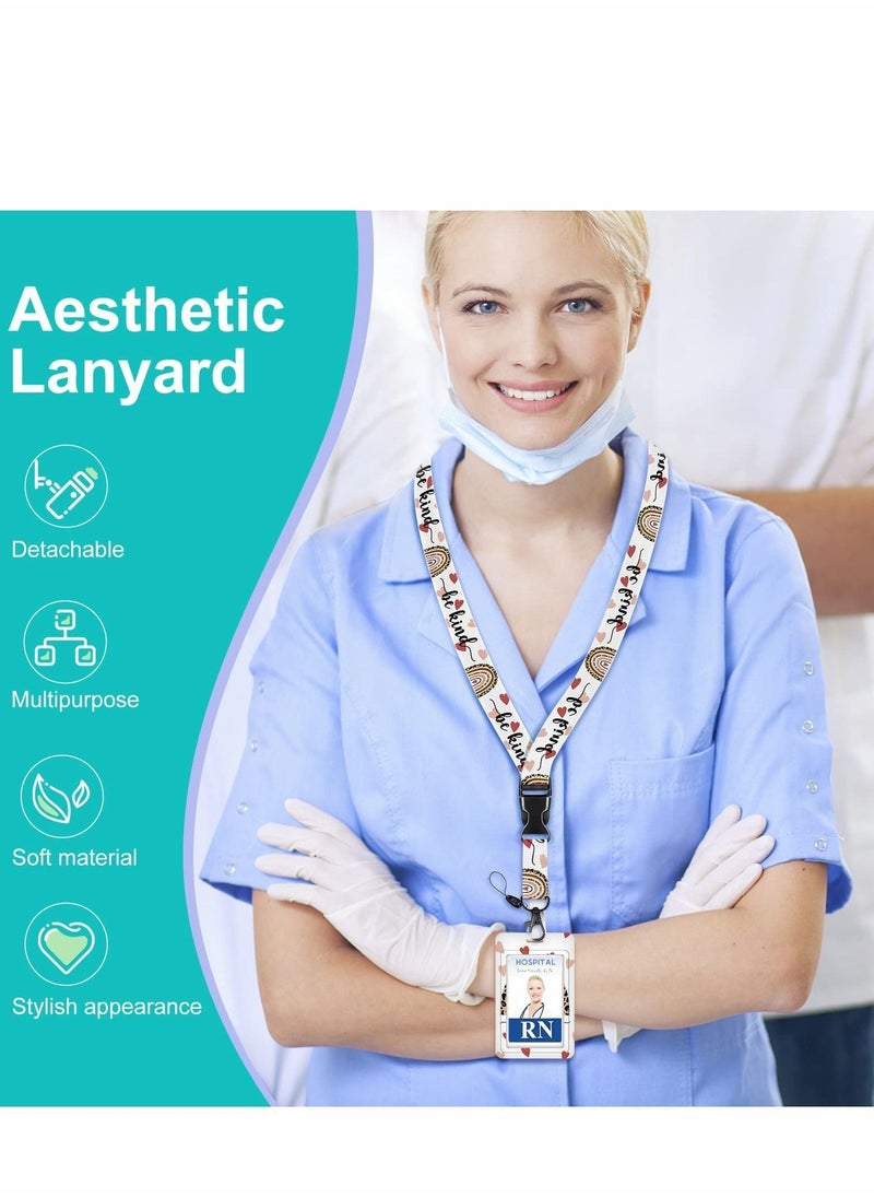 XiuWoo - ID Badge Holder with Lanyard Fashionable Card Holders Retractable Lanyards Leopard Name Tag Vertical Protector Bage Clips for Nurse Nursing Doctor Medical Student - Image 1