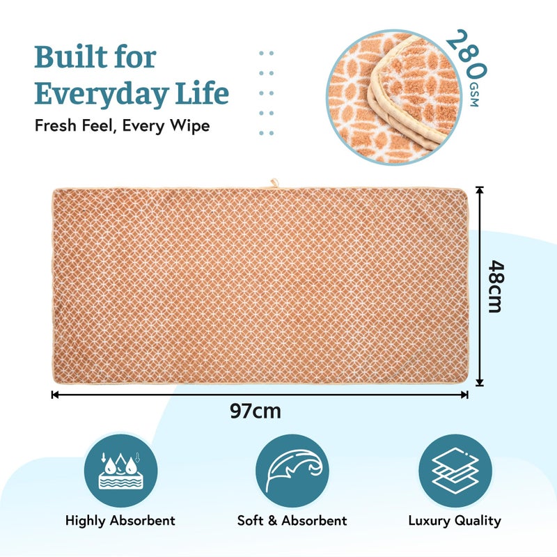 Kuber Industries 4 Pcs Microfiber 19x38 Inch Soft Face Towels for Women and Men | 280 GSM Quick Dry & Absorbent Hanging Hand Towels for Wash Basin Bathroom, Kitchen and Home | Circle - Red & Golden - Image 3