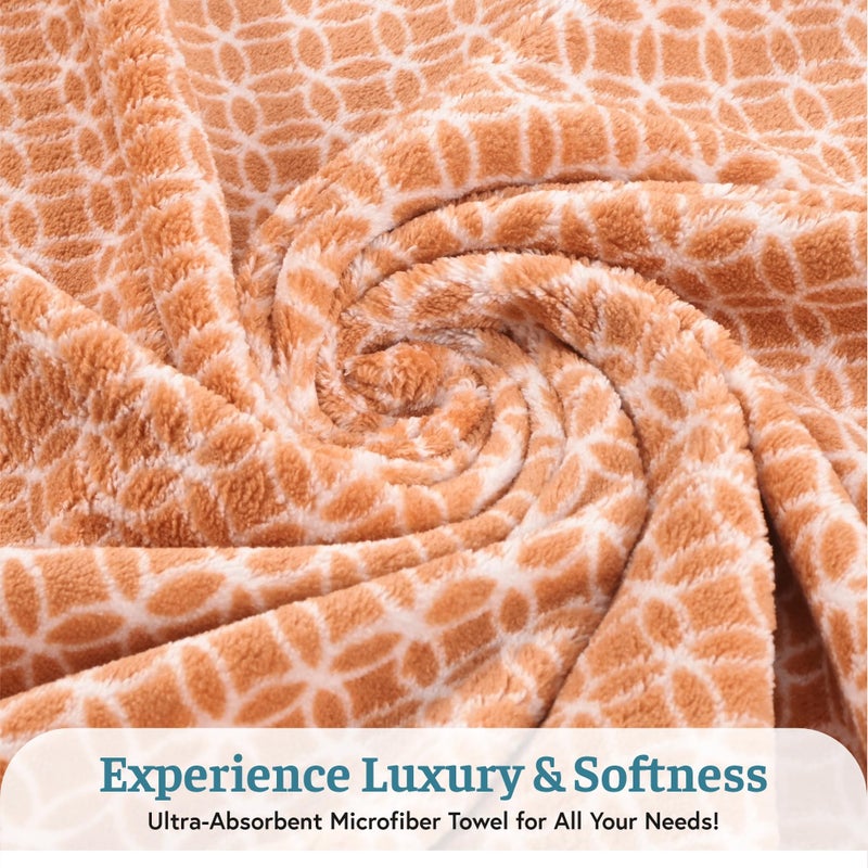 Kuber Industries 4 Pcs Microfiber 19x38 Inch Soft Face Towels for Women and Men | 280 GSM Quick Dry & Absorbent Hanging Hand Towels for Wash Basin Bathroom, Kitchen and Home | Circle - Red & Golden - Image 5
