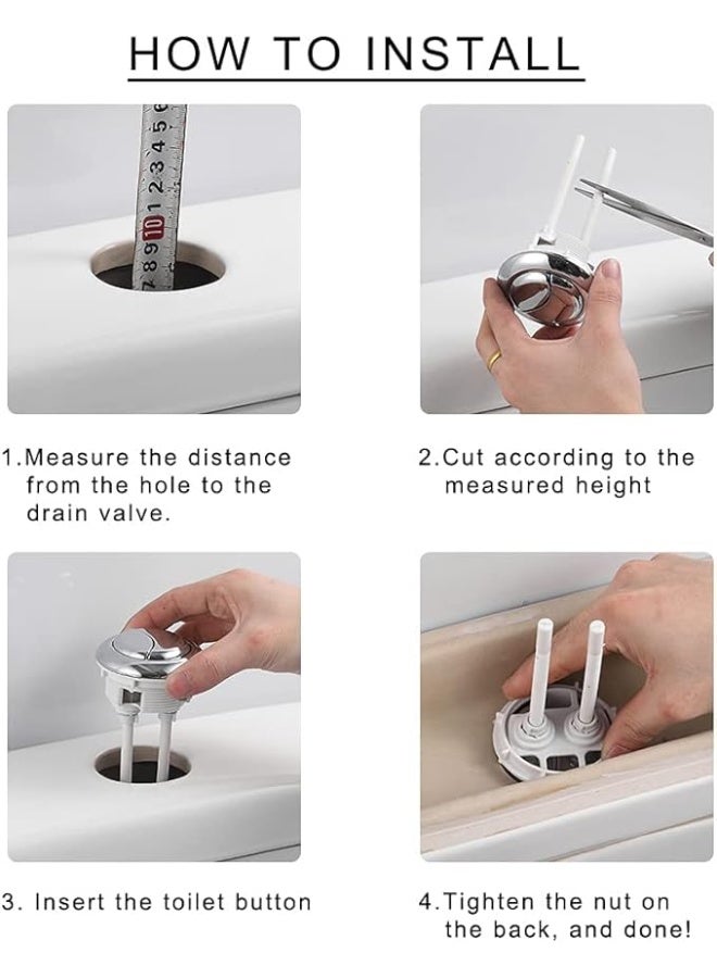درافل زر مرحاض مزدوج التدفق من دورافيل، مطلي بالكروم، تصميم زر ضغط دائري، سهل التركيب، لتركيبات الحمام، 48 مم - Image 5