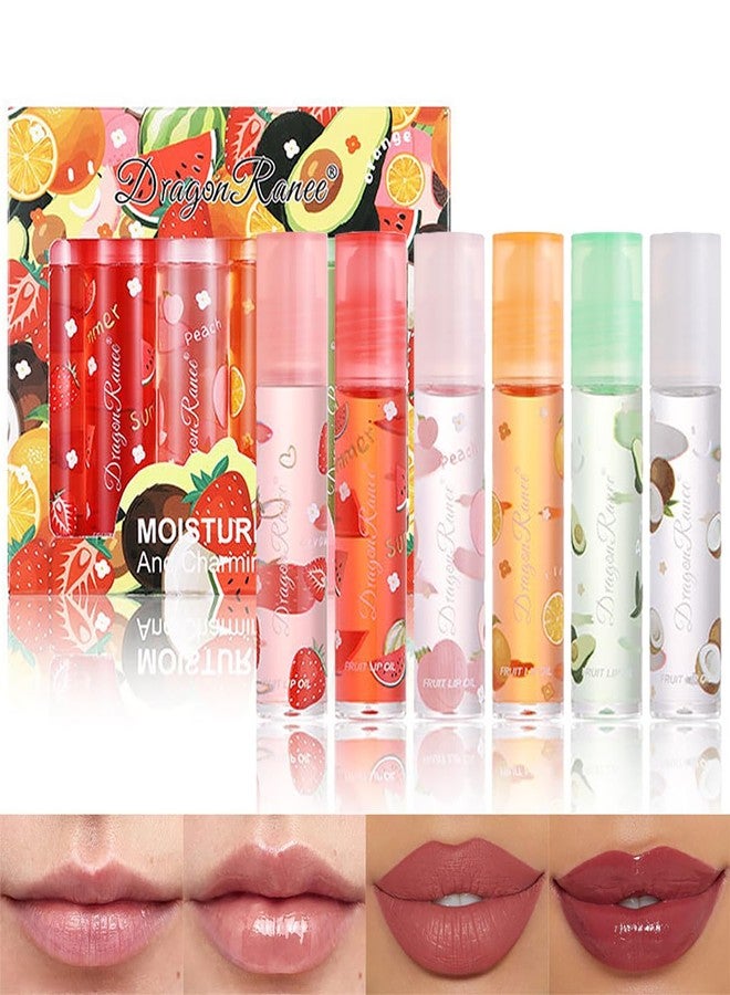 FYEBOO 6 Pcs Fruit Roll-on Lip Gloss Set, Clear Lip Gloss Crystal Jelly Liquid Lipstick, Plumping Lip Oil Moisturizing Hydrating Non-Sticky, Nice Gift for Women Girl - Image 1