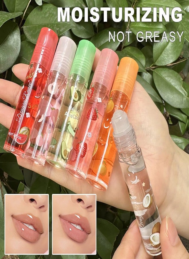 FYEBOO 6 Pcs Fruit Roll-on Lip Gloss Set, Clear Lip Gloss Crystal Jelly Liquid Lipstick, Plumping Lip Oil Moisturizing Hydrating Non-Sticky, Nice Gift for Women Girl - Image 3