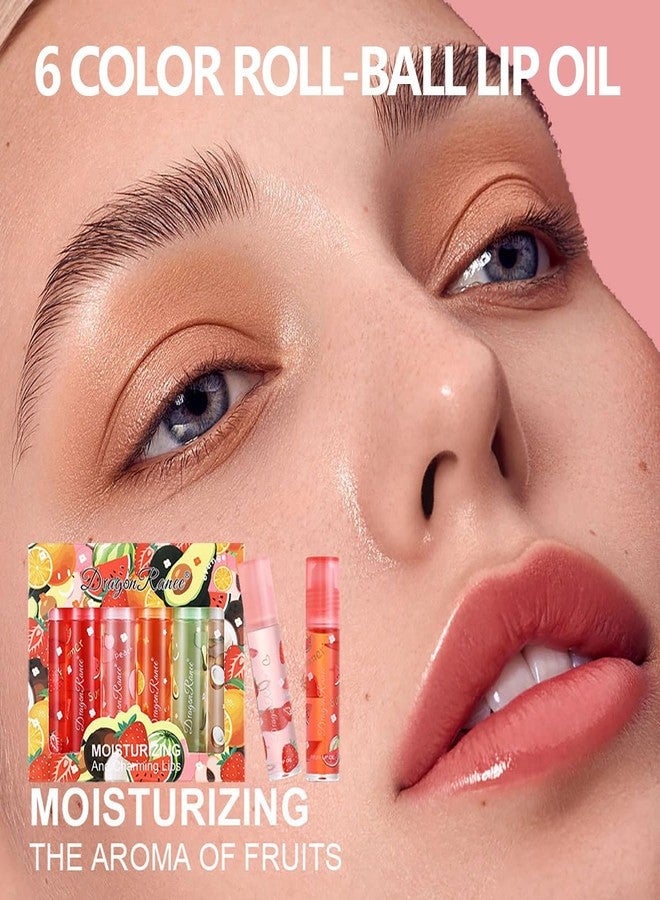 FYEBOO 6 Pcs Fruit Roll-on Lip Gloss Set, Clear Lip Gloss Crystal Jelly Liquid Lipstick, Plumping Lip Oil Moisturizing Hydrating Non-Sticky, Nice Gift for Women Girl - Image 5