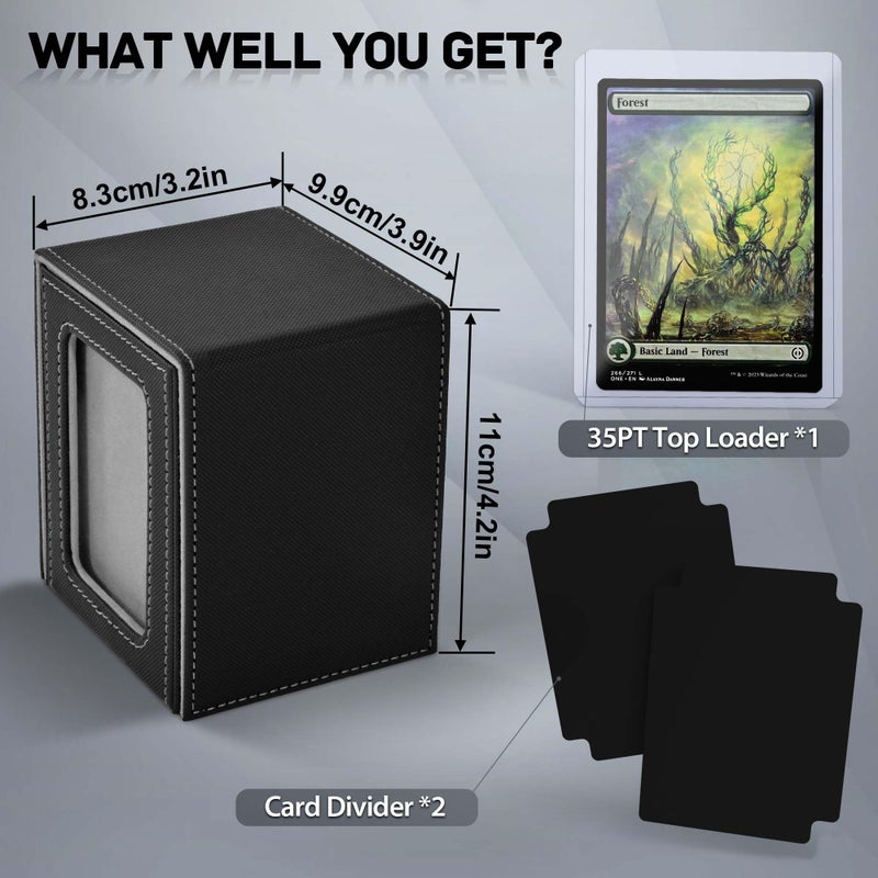 ZLCA MTG Deck Box with Commander Window Display, Trading Card Storage Box Holds 100 Double-Sleeved Cards Suitable for TCG/CCG/PTCG/EDH/Magic/Sport Cards (Black) - Image 3