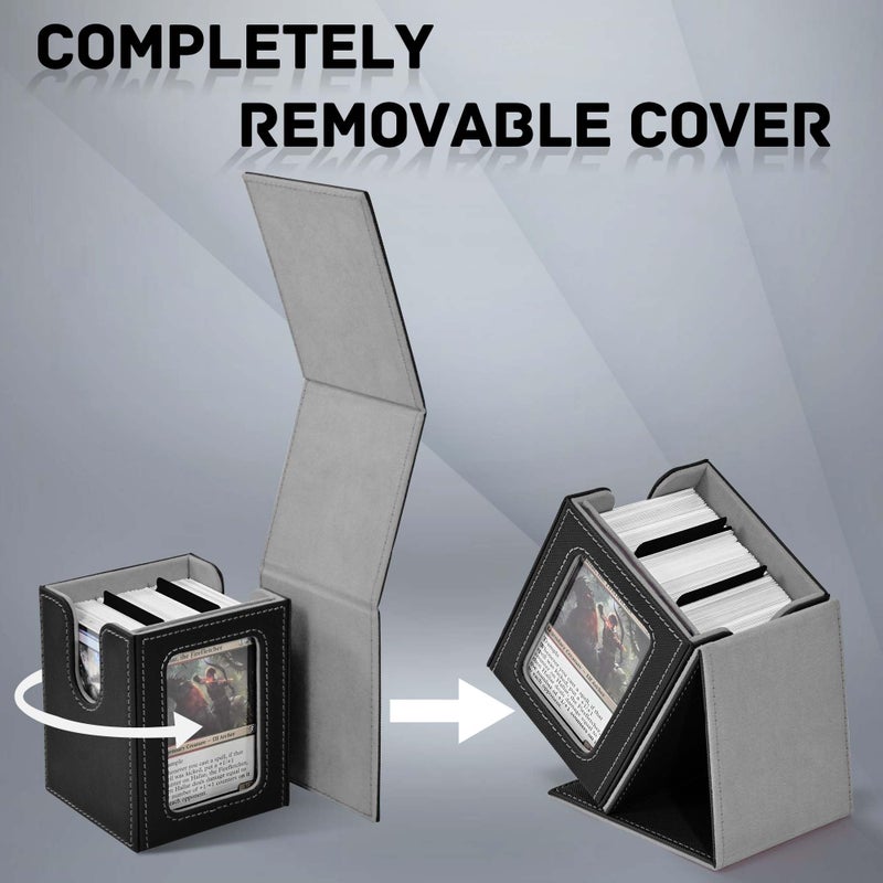ZLCA MTG Deck Box with Commander Window Display, Trading Card Storage Box Holds 100 Double-Sleeved Cards Suitable for TCG/CCG/PTCG/EDH/Magic/Sport Cards (Black) - Image 5