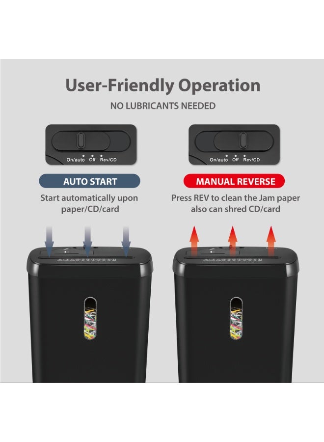 8-Sheet Paper Shredder with Strip-Cut Technology, CD/Credit Card Shredding, and Overheat Protection - 1.2L Transparent Bin for Home & Office Use, Black - Image 5