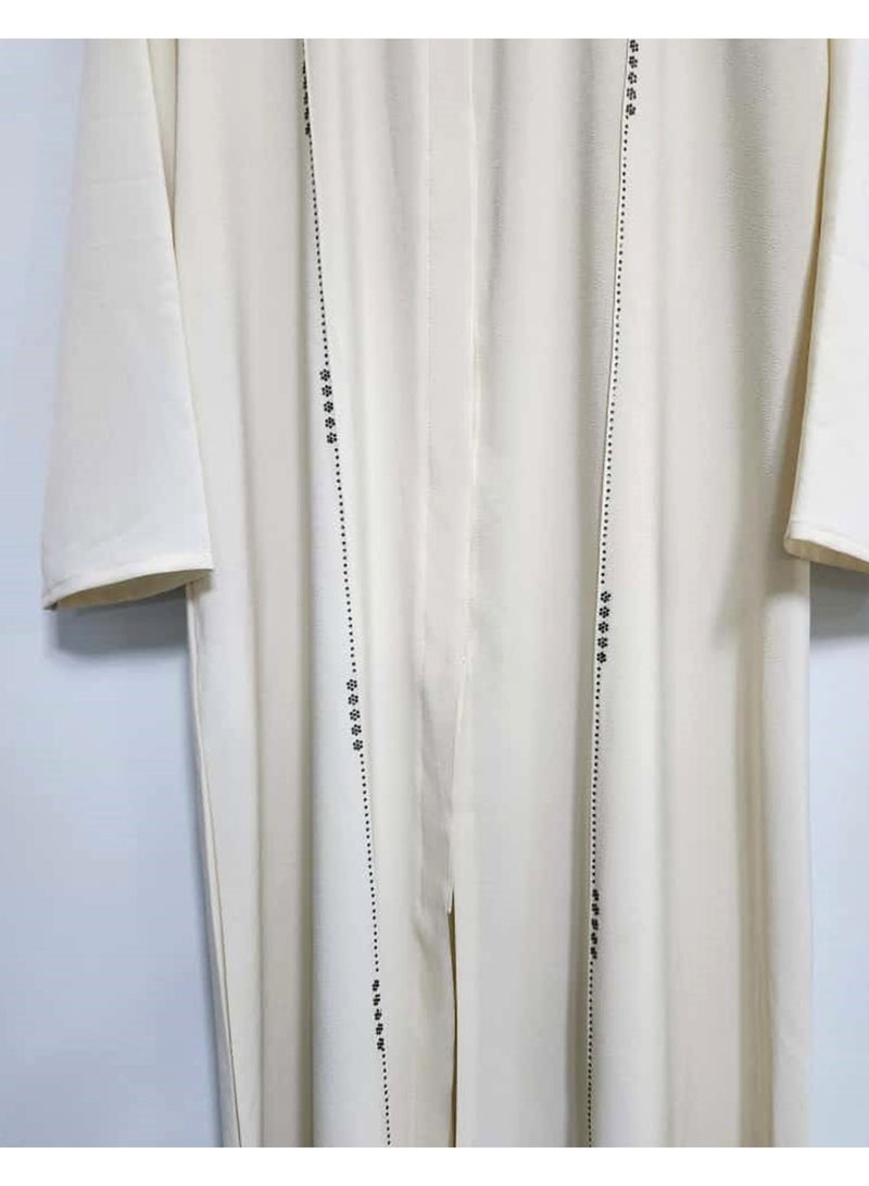 عباية نسائية أنيقة مفتوحة من الأمام بتفاصيل حجر DMC مع وشاح، عباية من حجر الجورجيت الممتاز القابل للتنفس مع غطاء للرأس، زينة خفيفة الوزن، ملابس عربية - Image 3