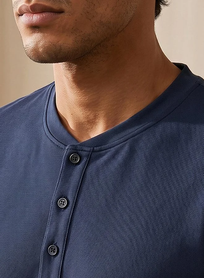 Splash FAV Blue Checked Henley Neck Nightwear Set for Men | Best Price UAE