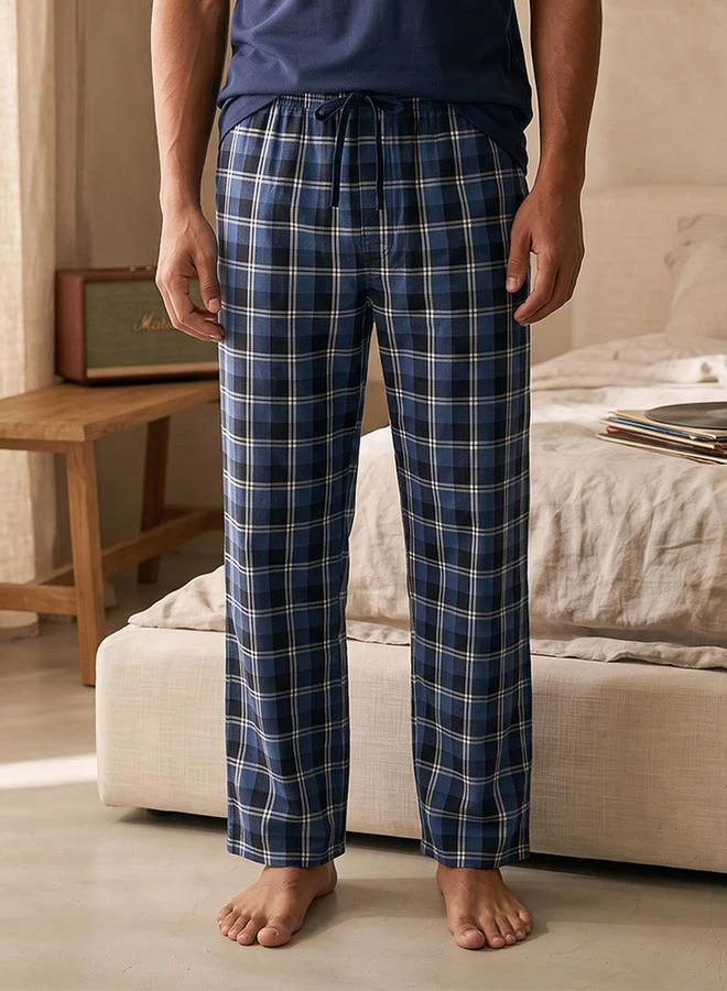 Splash FAV Blue Checked Henley Neck Nightwear Set for Men | Best Price UAE