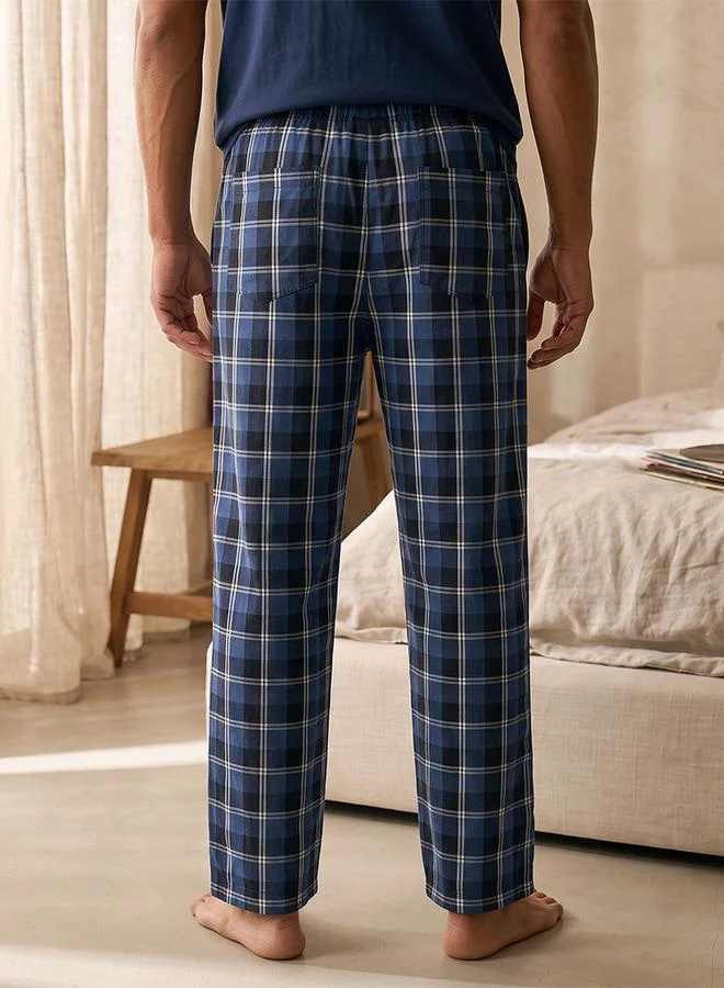 Splash FAV Blue Checked Henley Neck Nightwear Set for Men | Best Price UAE