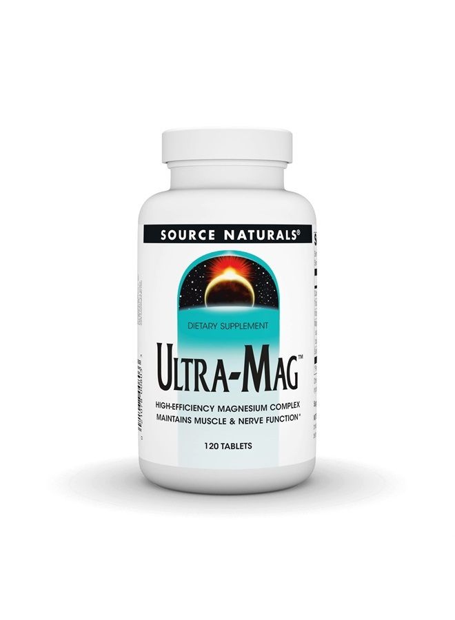 Source Naturals مجمع المغنيسيوم عالي الكفاءة ألترا-ماج - يحافظ على وظيفة العضلات والأعصاب - 120 قرص - Image 1