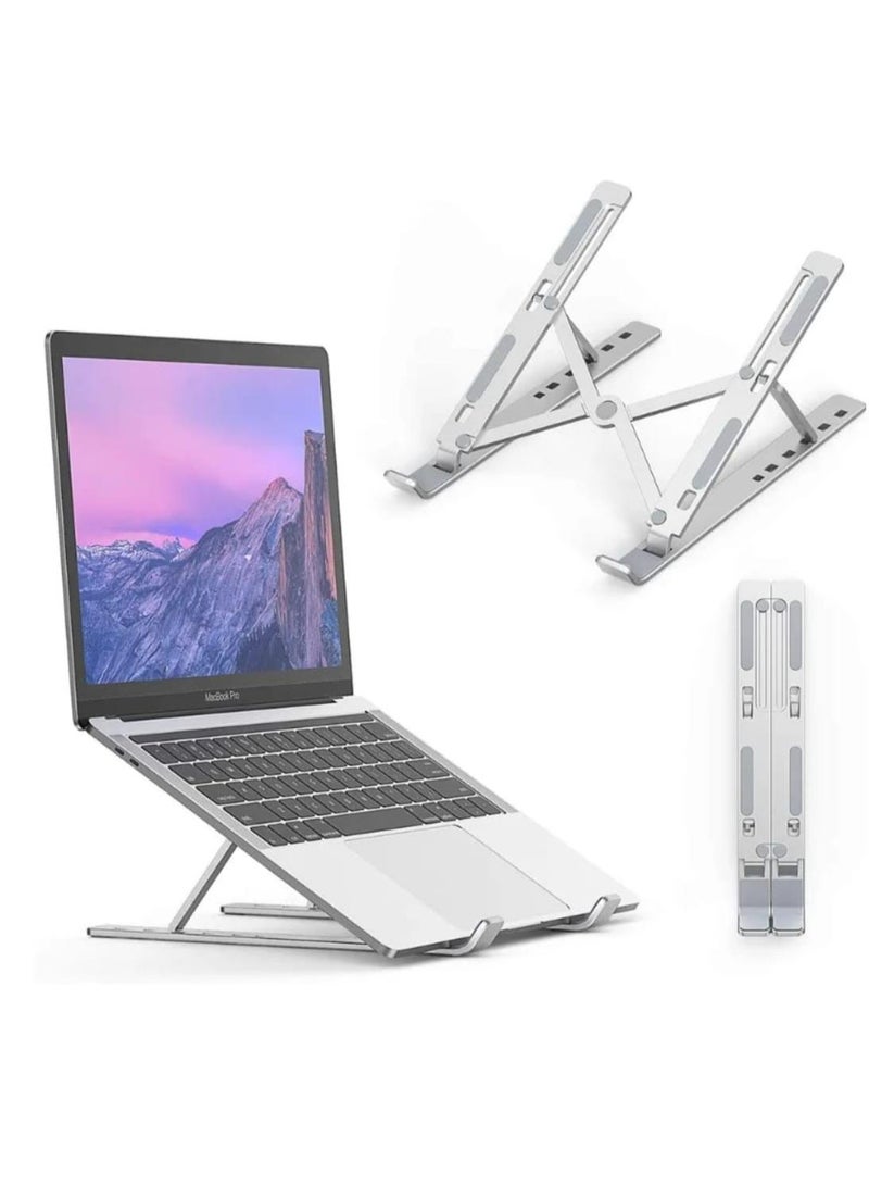 حامل كمبيوتر محمول قابل للتعديل - حامل مريح قابل للطي والحمل لأجهزة MacBook وDell وHP وSony - مصنوع من المعدن، قابل لتعديل الارتفاع بـ 7 مستويات، مع حقيبة حمل مرفقة - Image 1