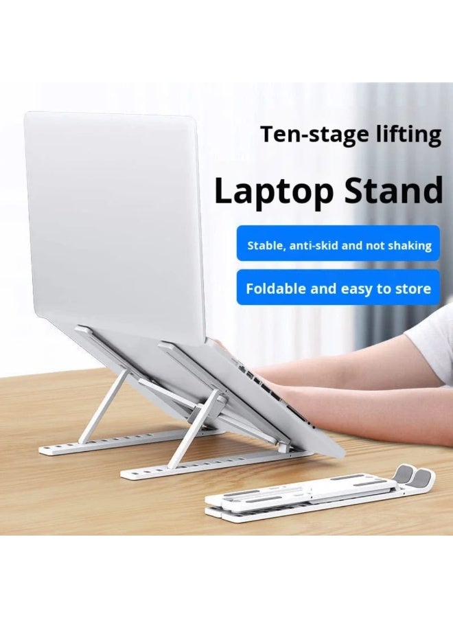 حامل كمبيوتر محمول قابل للتعديل - حامل مريح قابل للطي والحمل لأجهزة MacBook وDell وHP وSony - مصنوع من المعدن، قابل لتعديل الارتفاع بـ 7 مستويات، مع حقيبة حمل مرفقة - Image 2