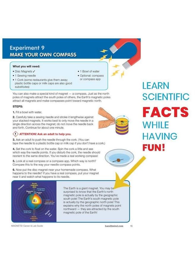 hand2mind Magnetic Science Kit For Kids 812 Kids Science Kit With Factfilled Guide Make Magnets Float And Build A Compass Stem Toys 9 Science Experiments - Image 5