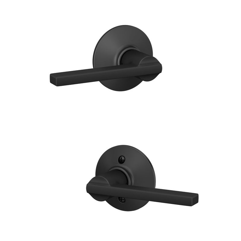 Schlage F10 V LAT 622 Latitude Door Lever, Hall & Closet Passage Lock, Matte Black - Image 1