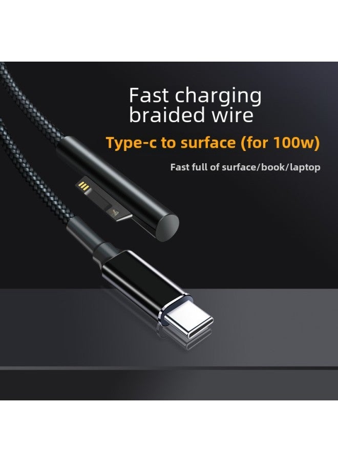 100w Pd Power Fast Charging Cable 5 Magnetic Tips For Microsoft Surface Pro Laptops Conversion Line-Color:0.18m C Female To Microsoft 5 Braided Wire 65w Short Cable  - Image 3