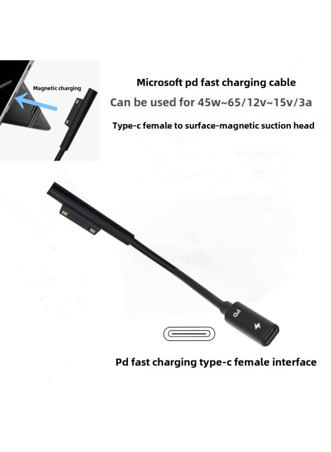 100w Pd Power Fast Charging Cable 5 Magnetic Tips For Microsoft Surface Pro Laptops Conversion Line-Color:0.18m C Female To Microsoft 5 Braided Wire 65w Short Cable  - Image 1