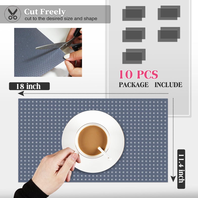Daixers 10Pcs Refrigerator Liners, Washable Fridge Liner Shelf Mats Refrigerator Pads for Cupboard Cabinet Drawer Home Kitchen Accessories Organization (Grey) - Image 2