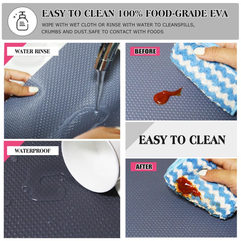 Daixers 10Pcs Refrigerator Liners, Washable Fridge Liner Shelf Mats Refrigerator Pads for Cupboard Cabinet Drawer Home Kitchen Accessories Organization (Grey) - Image 4