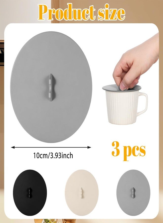 Exclaith 3 Pcs Mug Cover, Silicone Cup Lids Reusable Mug and Cup Covers Food Grade Anti-dust Airtight Seal Lids for Mugs, Tea Cups, Coffee Cups - Image 2