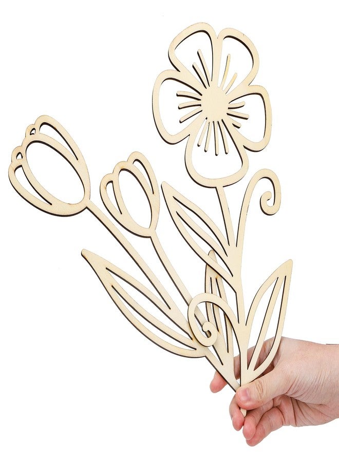 Jowgut 8 Pieces Wood Wildflowers, Colorable Floral Cutouts for Crafts, Wooden Birth Laser Cut Flower Signs Hanging Sculpture for Nursery Wall Decor Bedroom Living Room DIY Gifts Memorial - Image 3